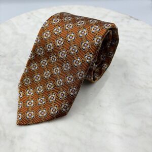 ROBERT TALBOTT Men's Silk Necktie Jacquard Geometric Copper Brown 3.5x59"